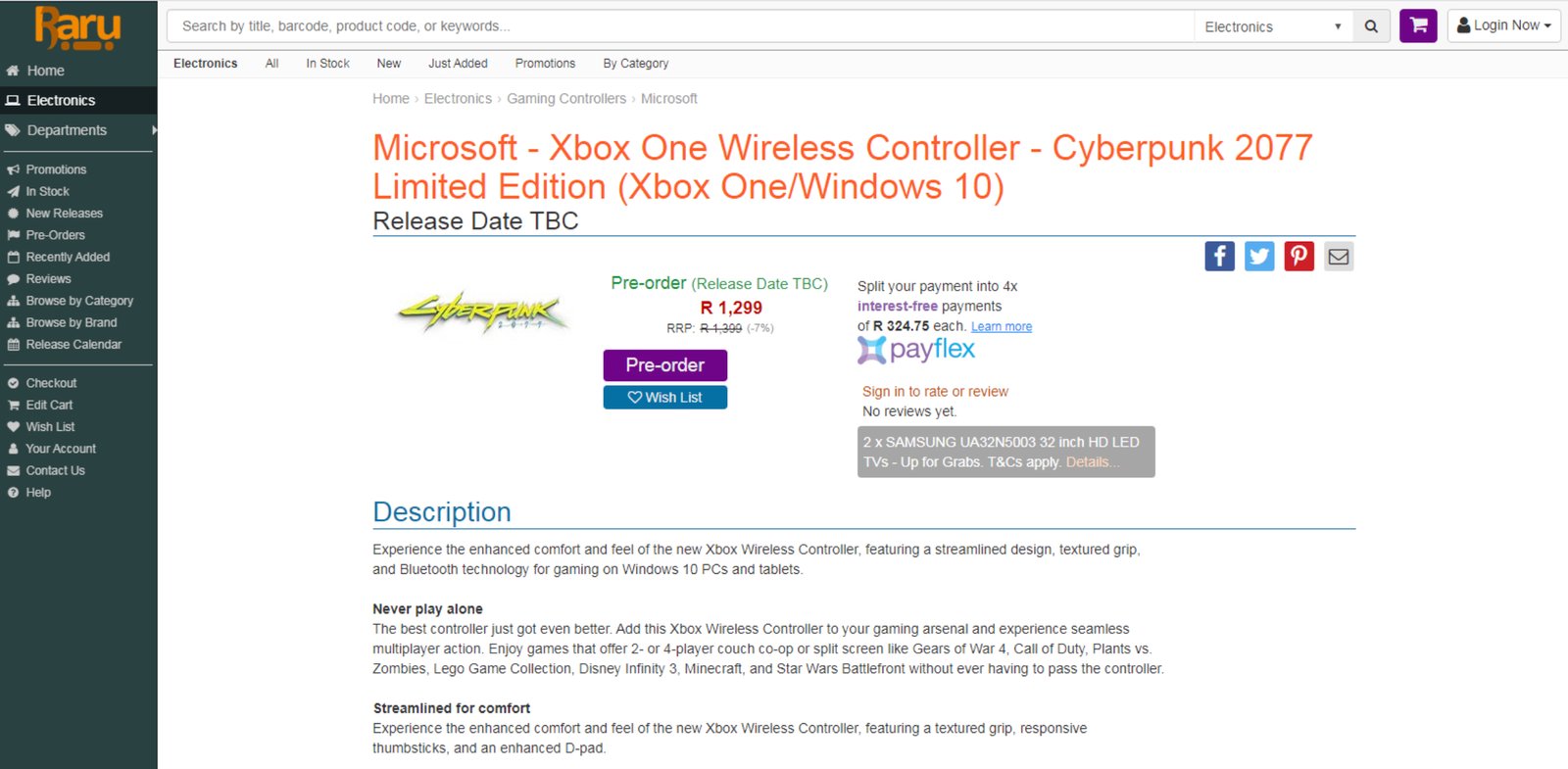 cyberpunk 2077 xbox one controller leak