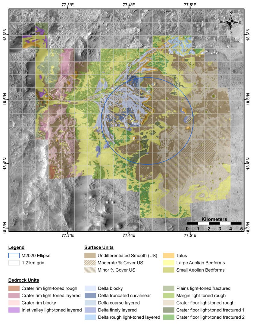 Early 2020 geologic map of Jezero crater