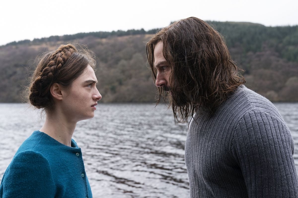 a girl and man confront each other