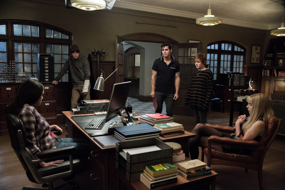 Blu Hunt as Danielle Moonstar, Charlie Heaton as Sam Guthrie, Henry Zaga as Roberto da Costa, Maisie Williams as Rahne Sinclair and Anya Taylor-Joy as Illyana Rasputin in 20th Century Studios’ The New Mutants.