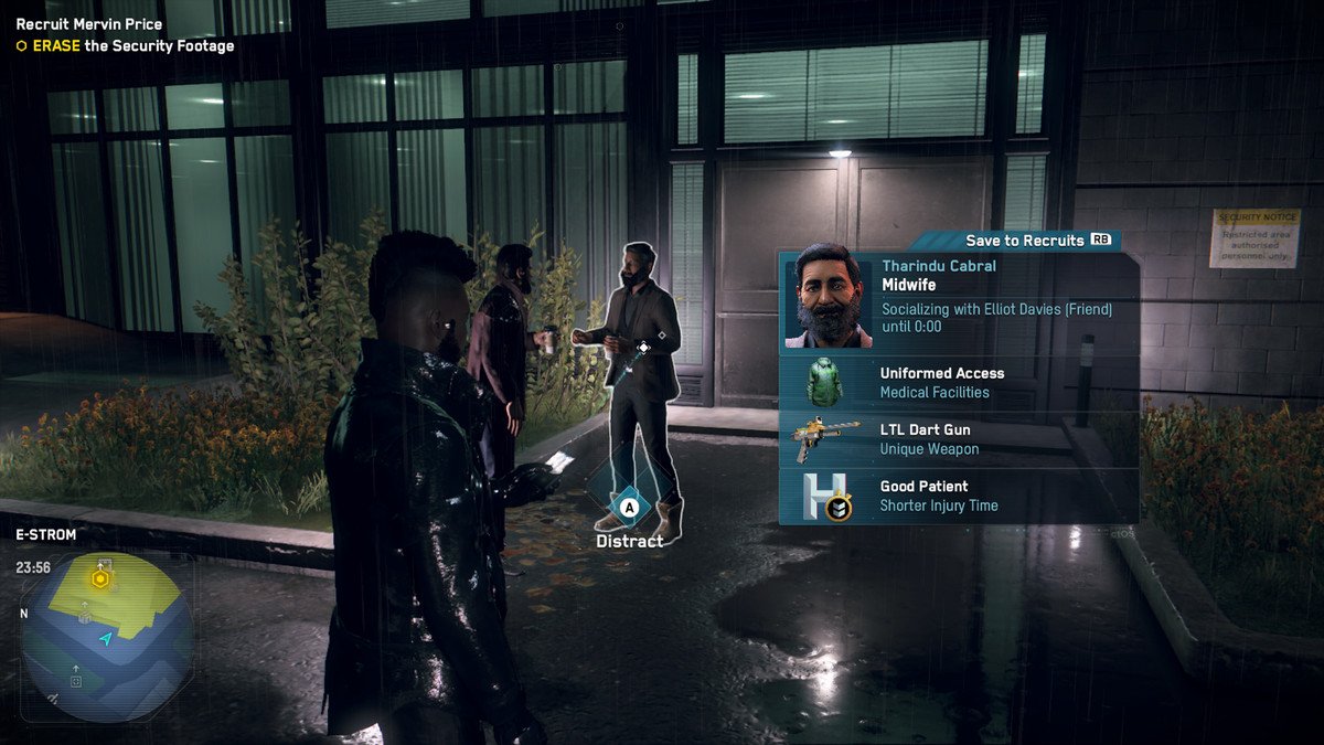 a dedsec operative scans a bystander, discovering he is a medic