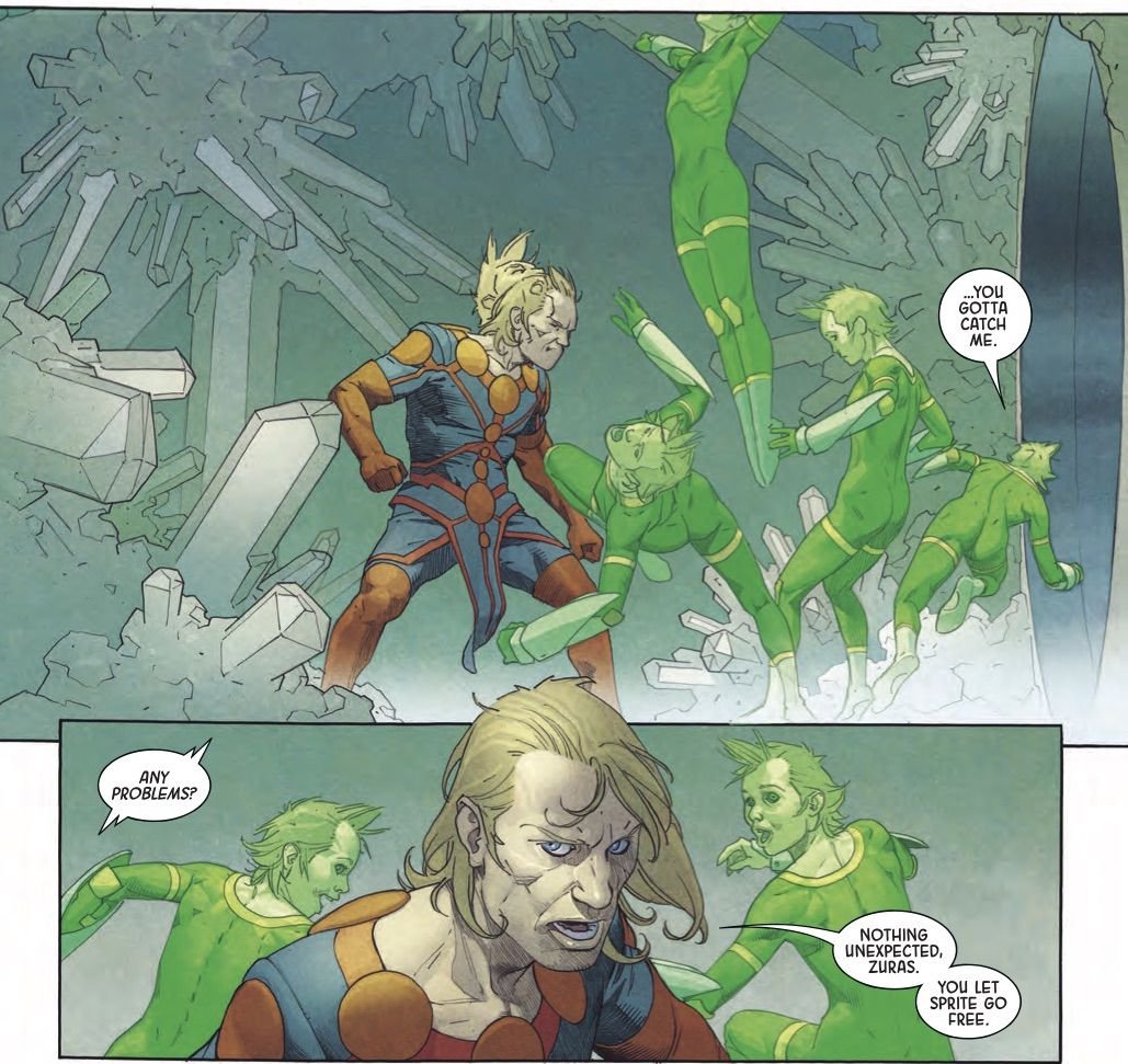 Zuras bouncing around Ikaris in Eternals #1
