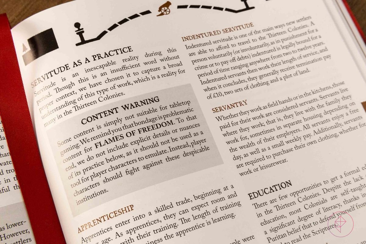 A section of the text displaying a content warning about slavery.