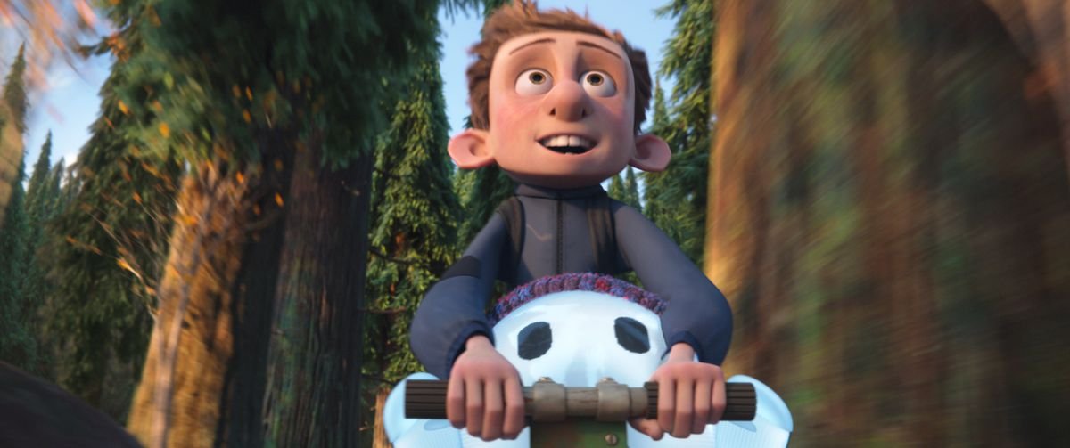 ron and barney riding through the woods