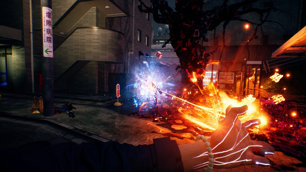 Akito rips out an enemy’s core in Ghostwire: Tokyo