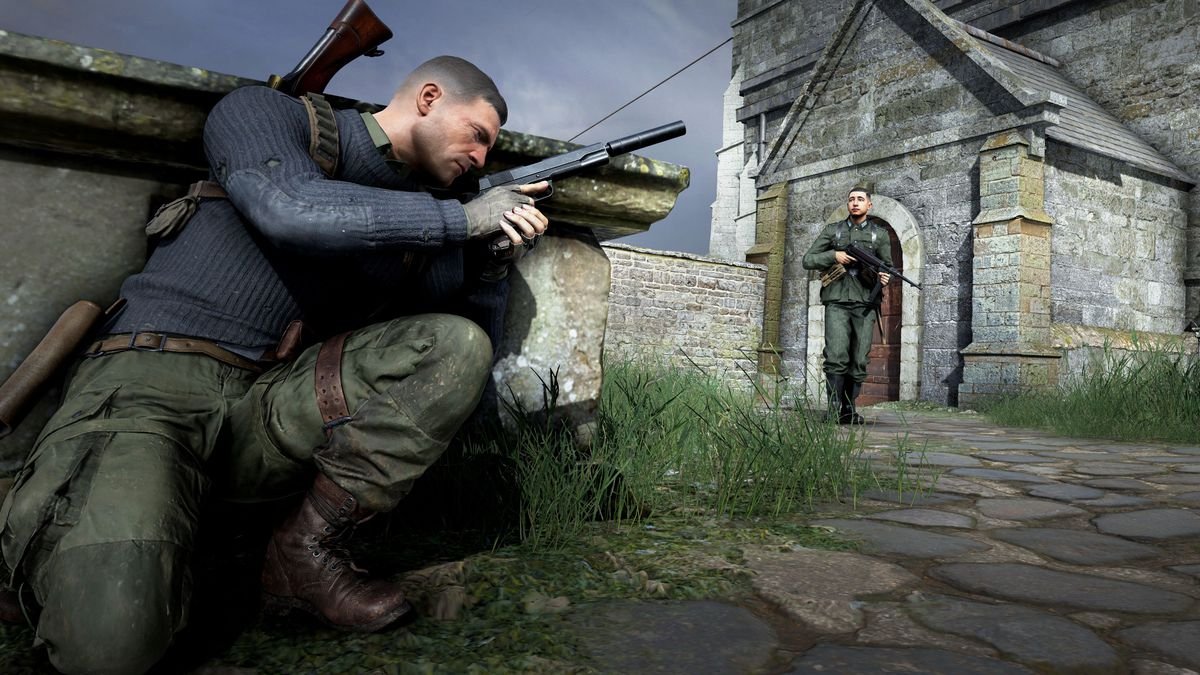 Karl approaches a Nazi soldier in Sniper Elite 5 