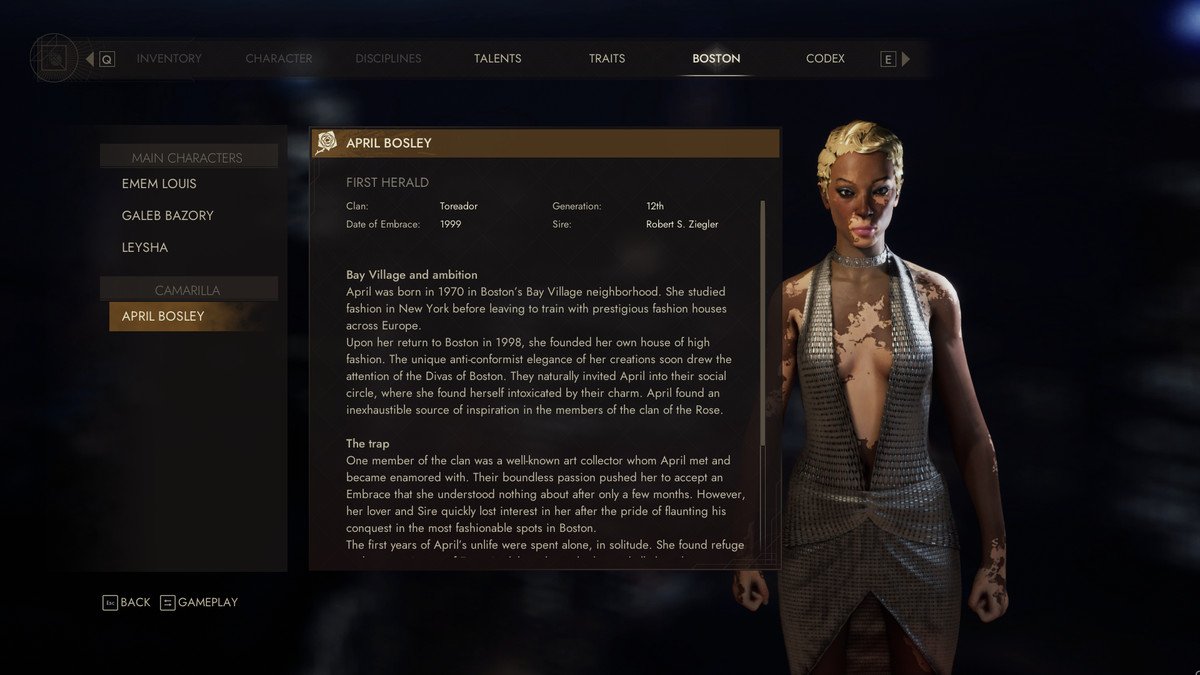 A character bio in Vampire: The Masquerade - Swansong