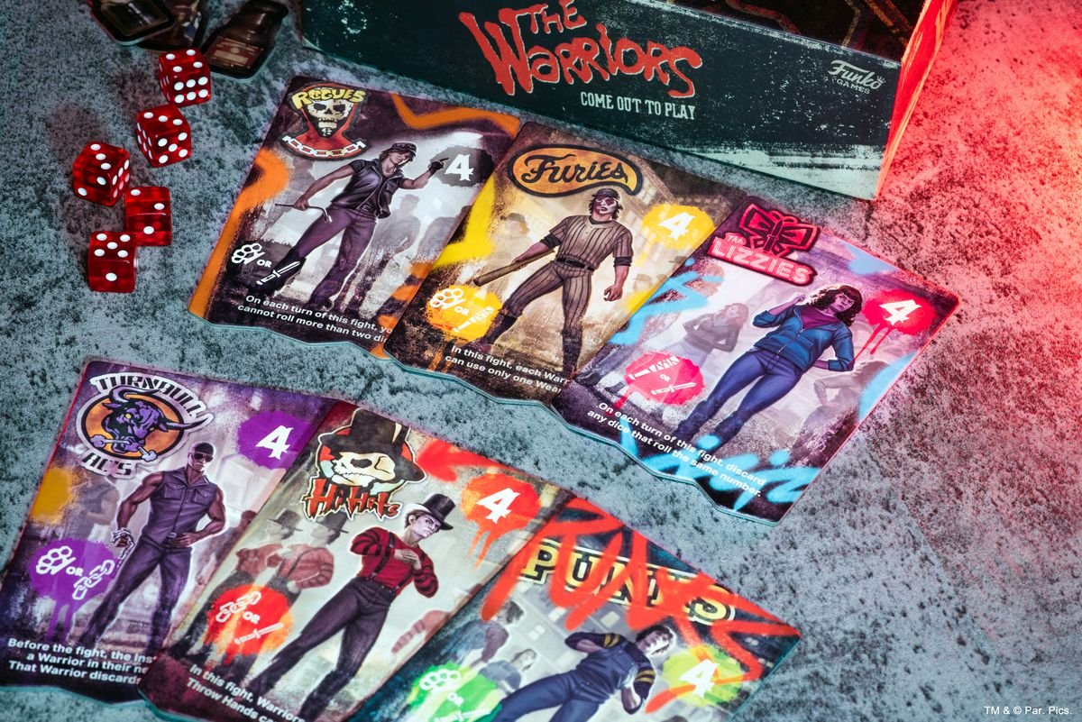 Cards representing the other colorful villains in New York City. The cards have been heavily spraypainted.
