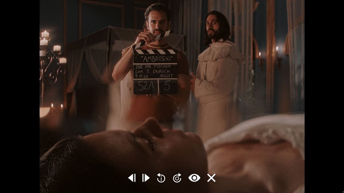 A crew member commences a scene in Immortality