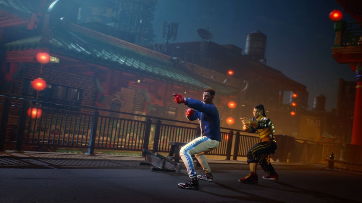 A player-created avatar trains with Jaime in a screenshot from Street Fighter 6’s World Tour single-player campaign mode