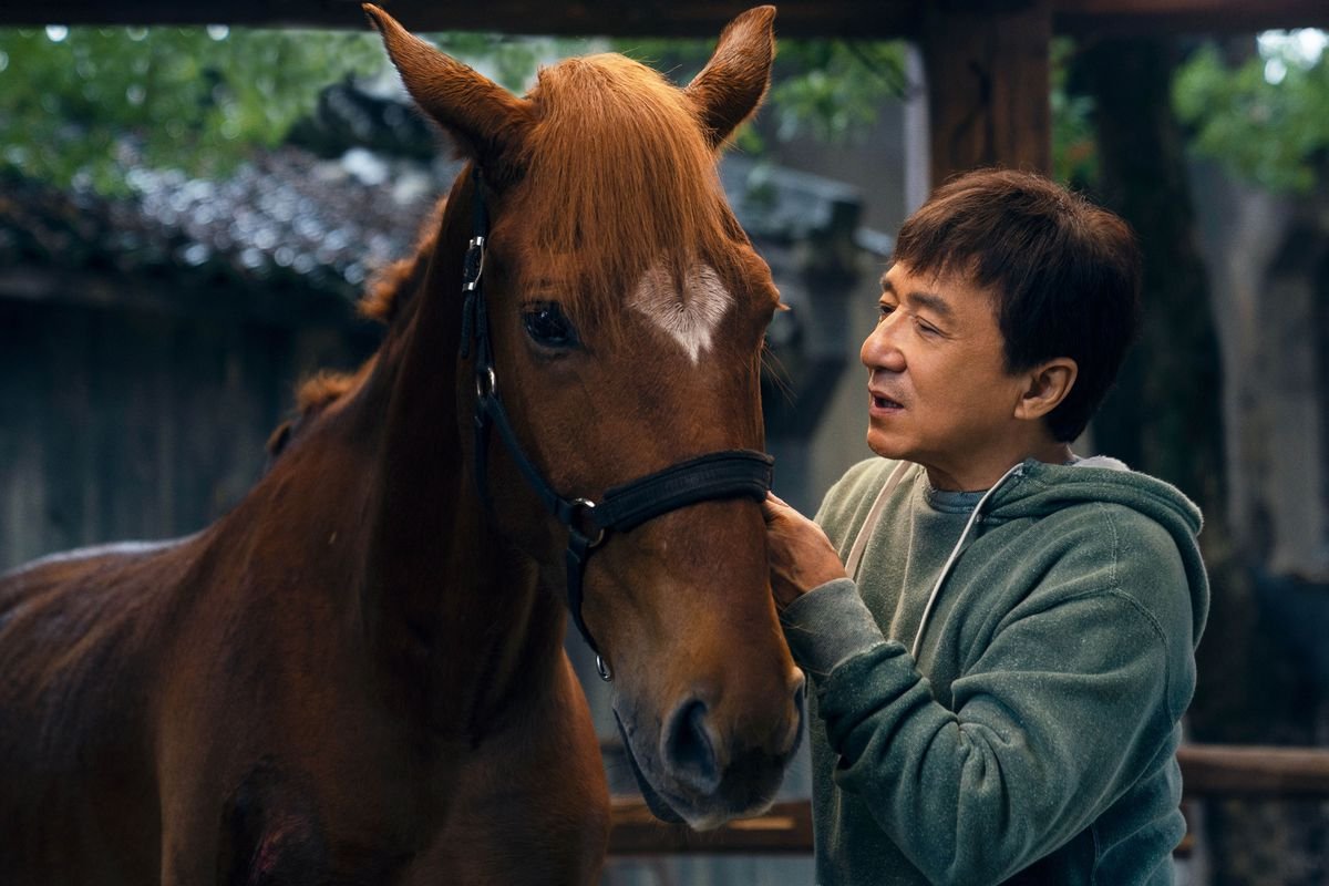 Jackie Chan speaks to Red Hare the horse in Ride On.