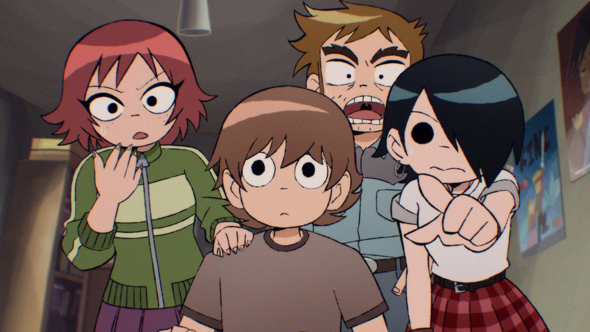 Kim, Young Neil, Stephen, and Knives look shocked at something in front of them
