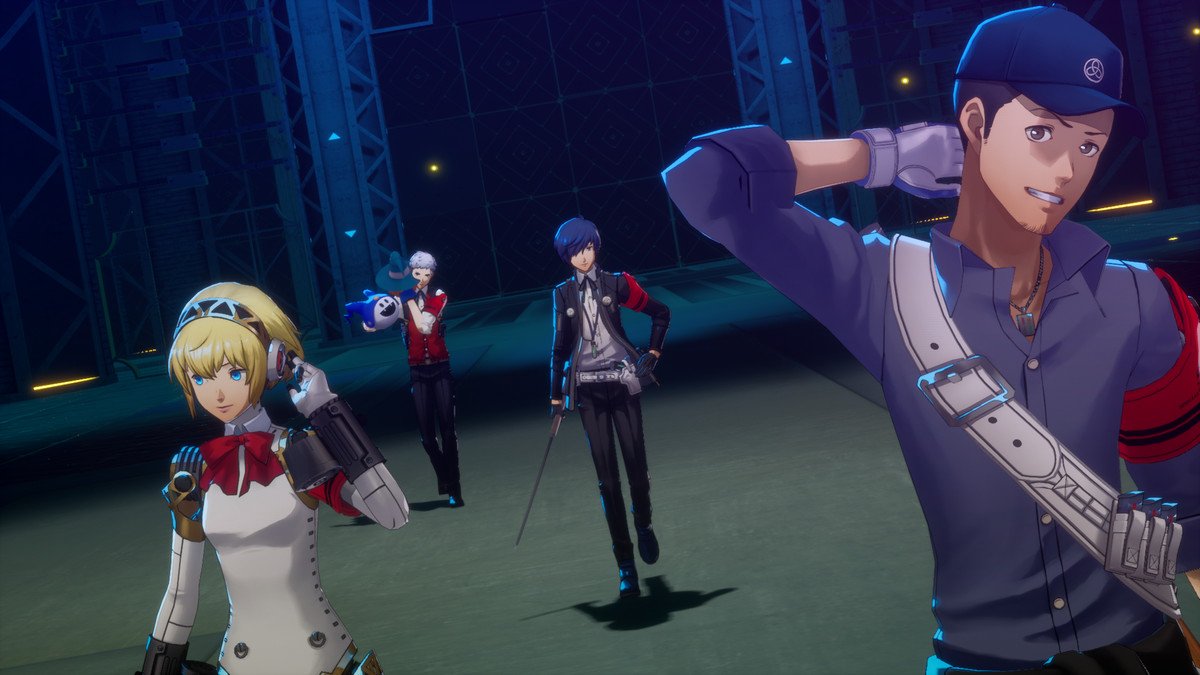 Several party members, including Aigis and Akihiko, walk stylishly toward the camera after a battle in Persona 3 Reload